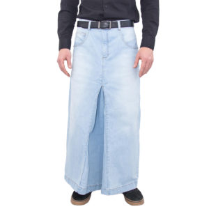 saia masculina jeans clara modelo